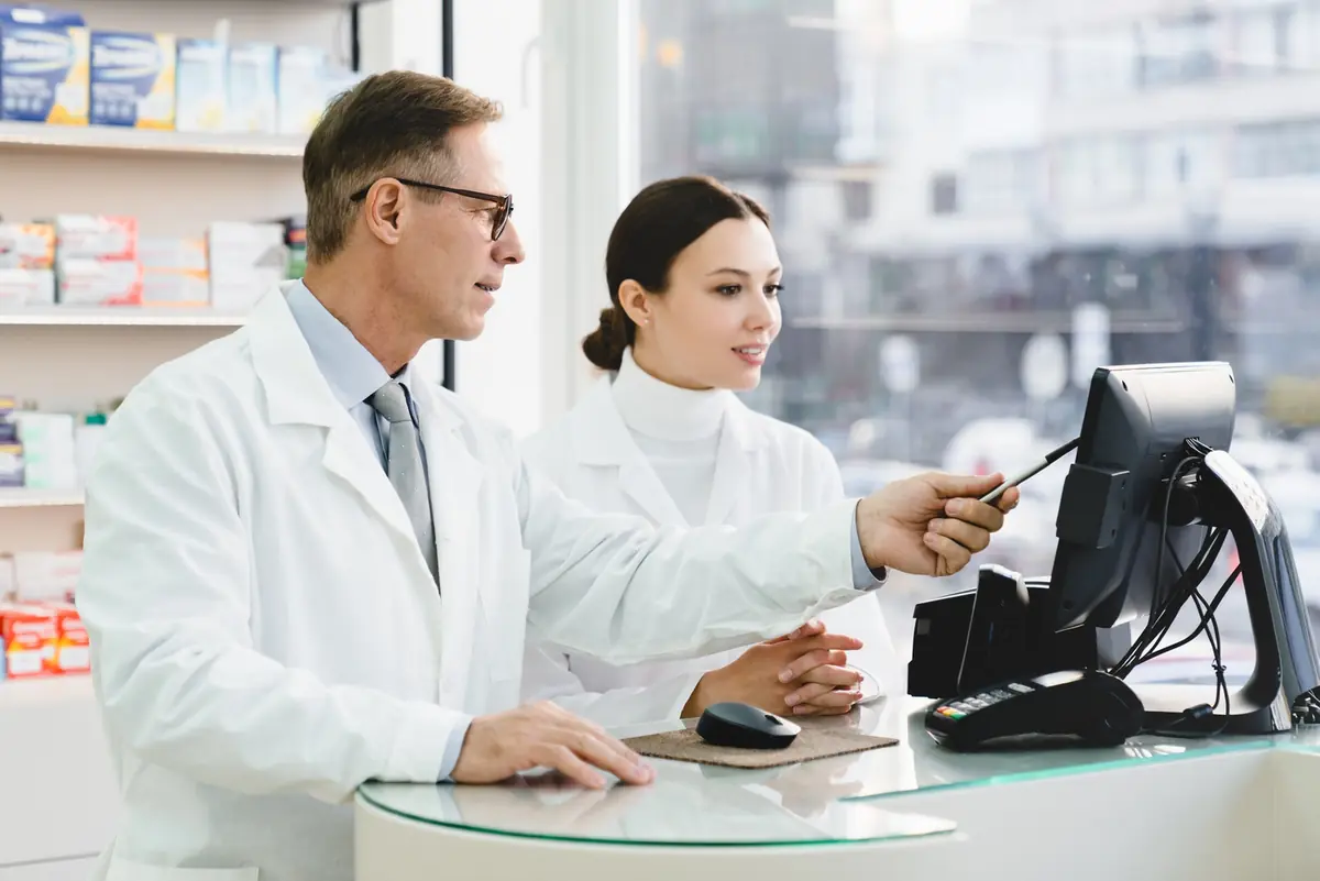 Clinicians reviewing lab results